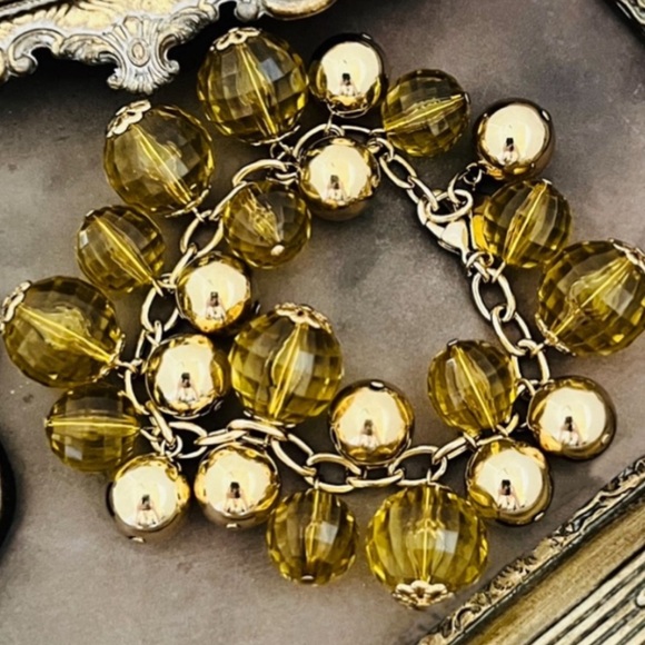 KATE SPADE 2009 Holiday Collection Citrine Yellow Gold Vintage Bead Bracelet - Picture 6 of 6